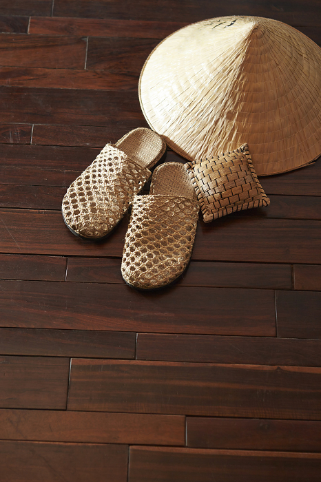 slippers on wooden background