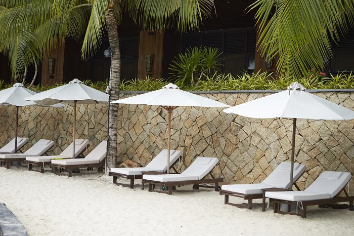 beach chairs in the resort