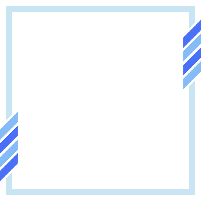 Simple square frame with diagonal stripes Blue