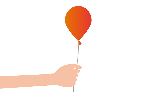 Clip art of hand holding red balloon