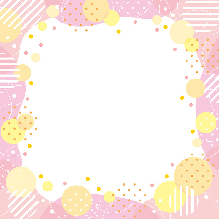 Square frames with circles, dots and fluid shapes / pink