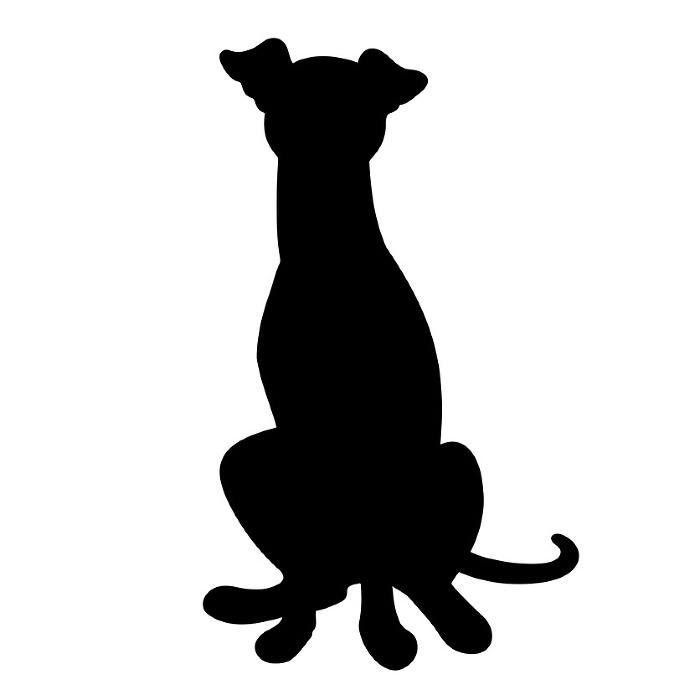 Simple and cute Italian greyhound silhouette sitting facing forward