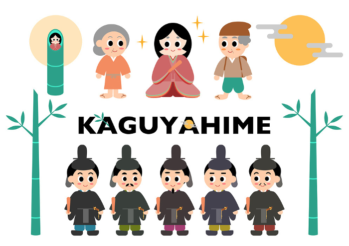 Illustration set of characters of Kaguyahime