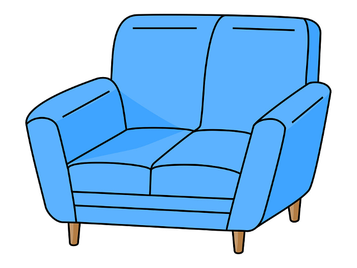 Clip art of blue two-seat sofa