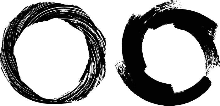 Black-and-white round wreath-like image drawn with a brush.