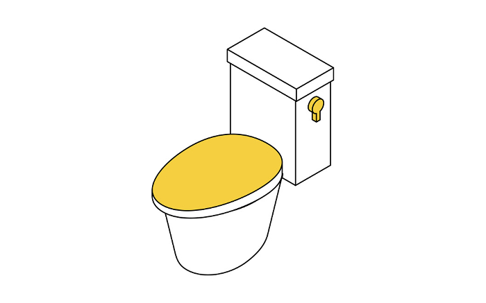 Home renovation, flush toilet with tank, simple isometric illustration