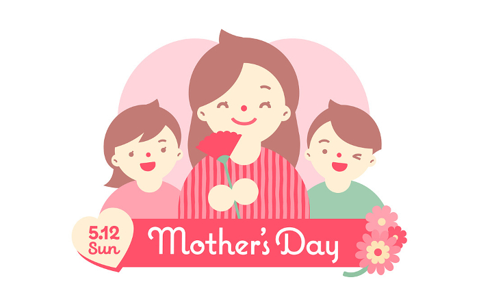 Cute and simple Mother's Day parent-child/family/family personals illustration for titles and headings.