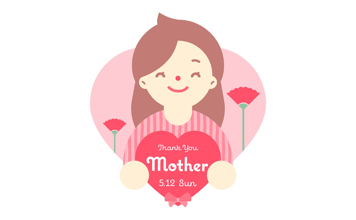 Cute and simple Mother's Day person illustration for title and heading_smiling mother portrait