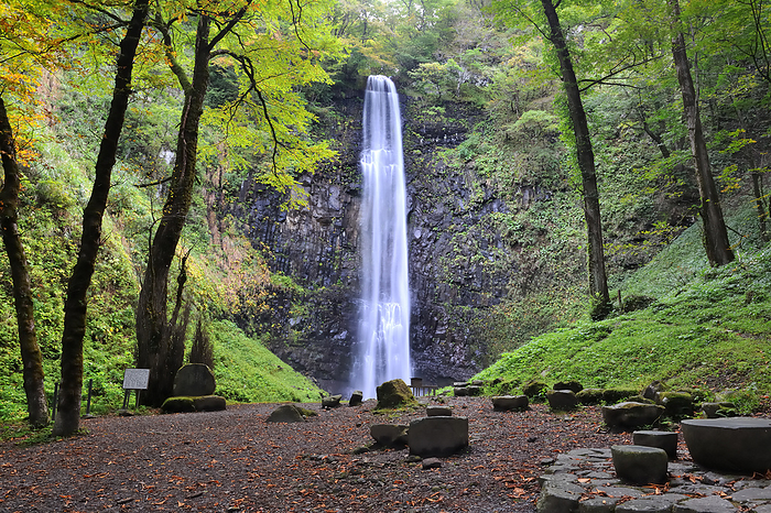 Tamanoren-no-taki Waterfall in Autumn Leaves, Sakata City, Yamagata Prefecture