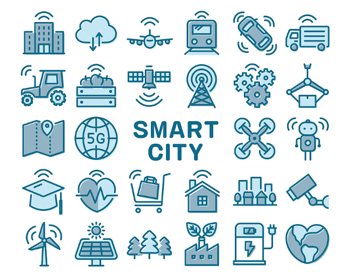 Smart City Colorful Line Icon Set