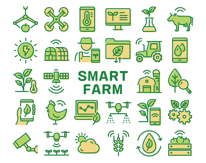 Smart Agriculture Colorful Line Icon Set