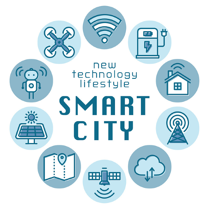 Smart City Round Frame Icons