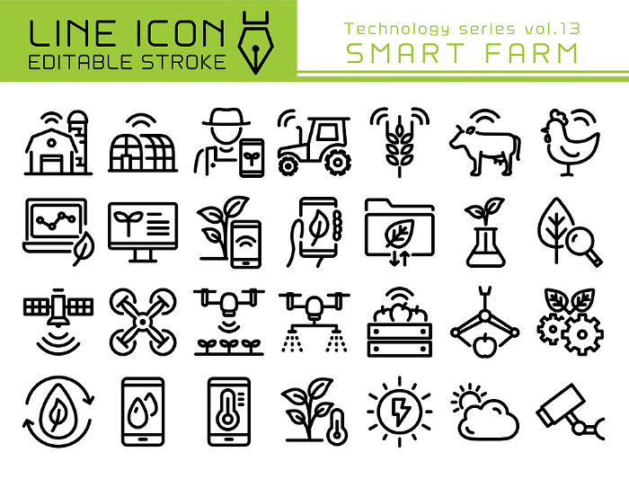Line Icon Technology Series vol.13 Smart Agriculture