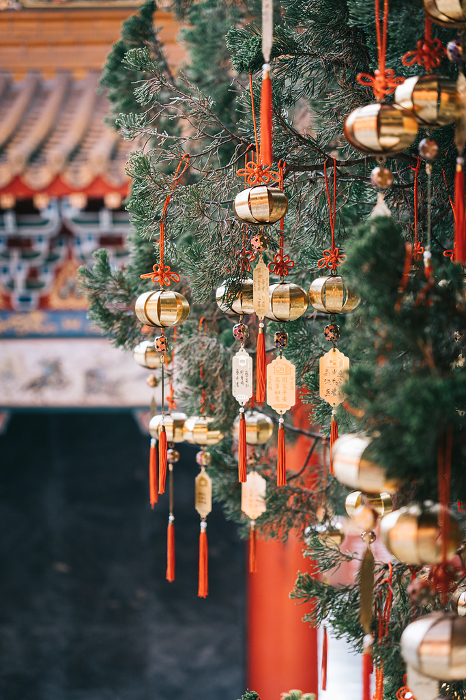 Prayer wind chimes at the Wenwu Temple, Sun Moon Lake, Taiwan