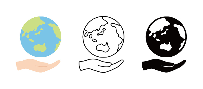 Hand and Earth Icon SDGs Environmental Issues Climate Solutions Vector Illustration