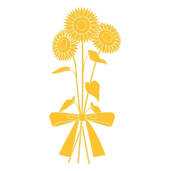 Silhouette illustration of a bouquet of sunflowers, icon, vector