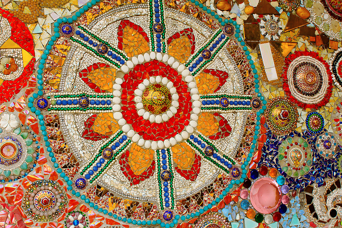 Lovely colorful mosaic designs made with pottery shards and glass gems, at Pha Sorn Kaew, in Khao Kor, Phetchabun, Thailand Lovely colorful mosaic designs made with pottery shards and glass gems, at Pha Sorn Kaew, in Khao Kor, Phetchabun, Thailand, by Zoonar RealityImages