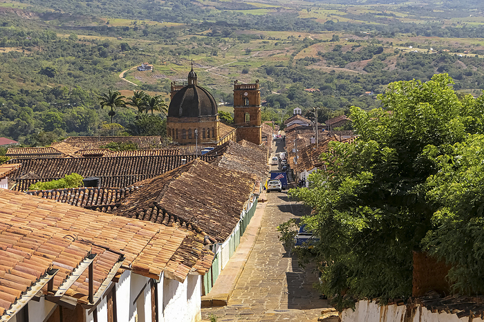 View down to the center of historic town Barichara and green surrounding, Colombia View down to the center of historic town Barichara and green surrounding, Colombia, by Zoonar Uwe Bergwitz