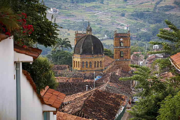 View from top of the town over roofs to historic center of Barichara, Colombia with Cathedral of the View from top of the town over roofs to historic center of Barichara, Colombia with Cathedral of the, by Zoonar Uwe Bergwitz