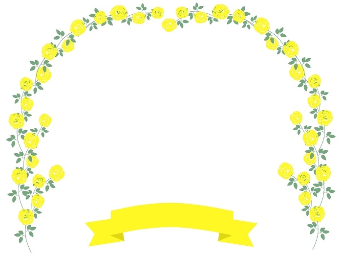 Frame with yellow roses and ribbon