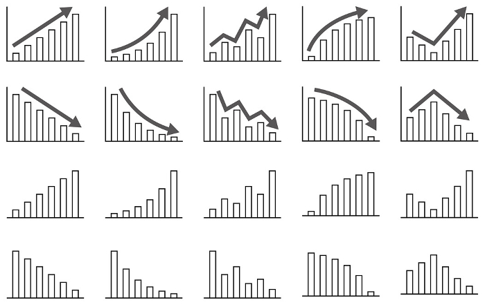 Vector illustration set of bar graphs of various shapes