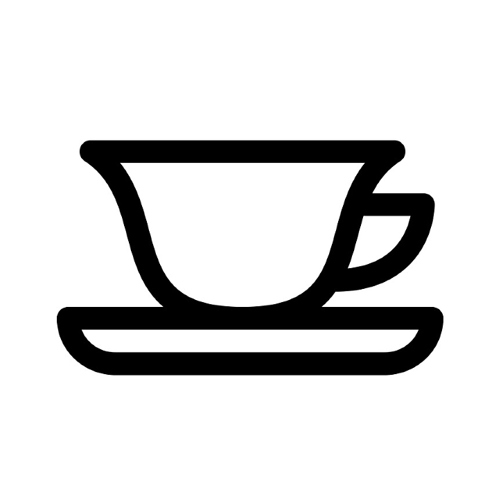 Line style icons representing drinks, tea, and teacups