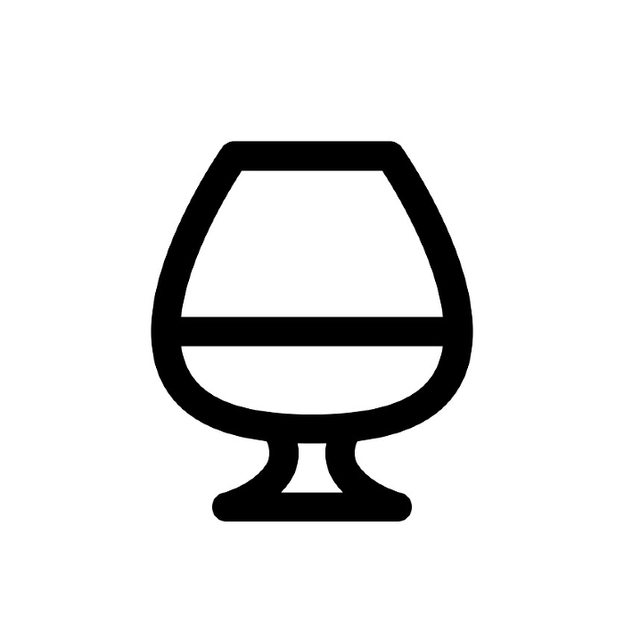Line style icons representing drinks, brandy, liquor, alcohol, and glasses