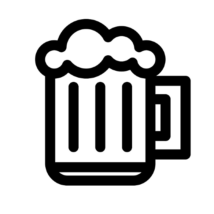 Line style icons representing drinks, beer, mugs, liquor, alcohol