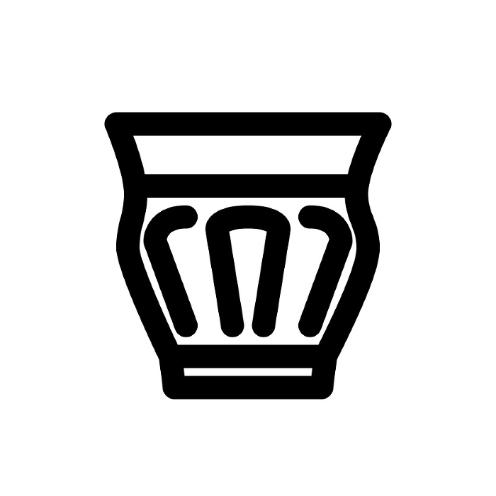 Line style icons representing drinks, water, glasses, and cups