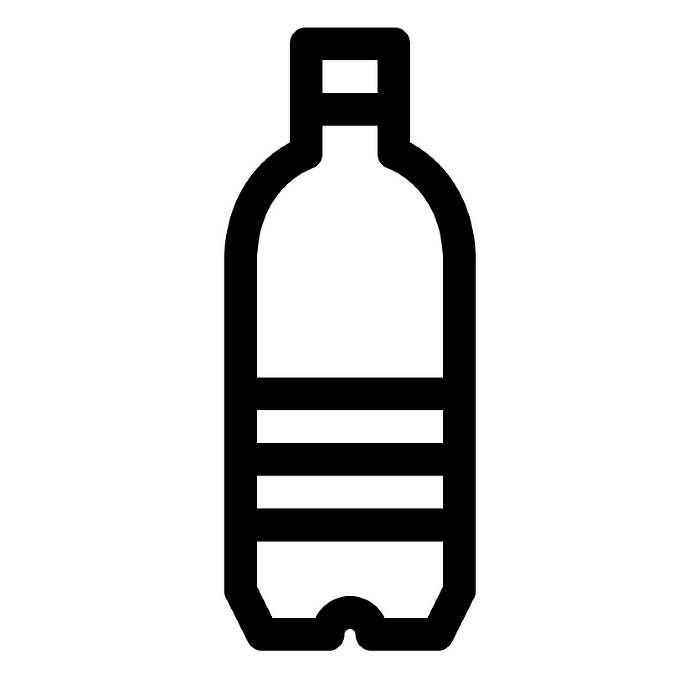 Line style icons representing drinks and plastic bottles