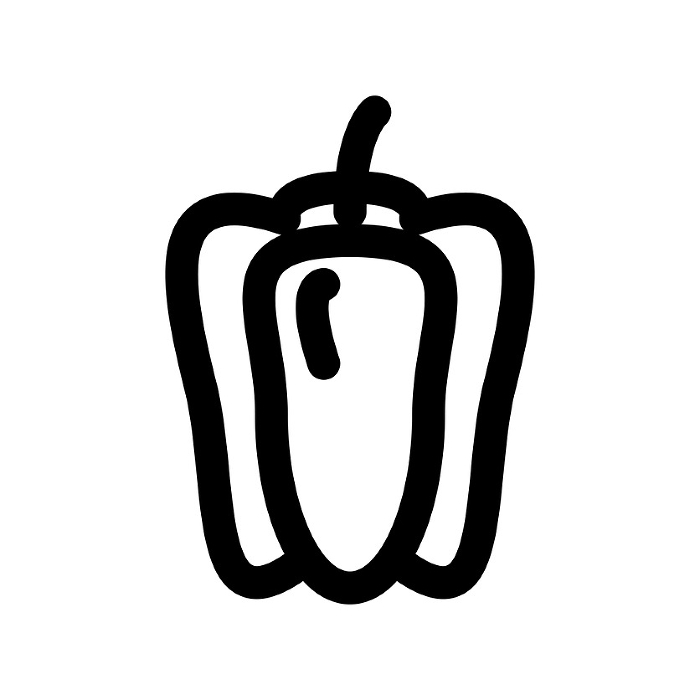 Line style icons representing vegetables, peppers, and bell peppers