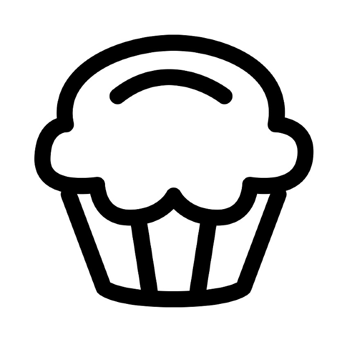 Line style icons representing sweets and cupcakes