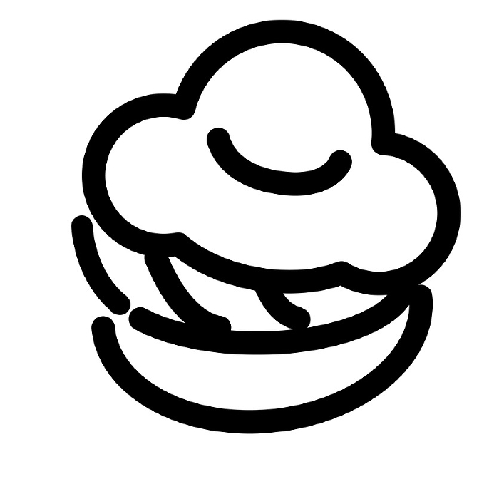 Line style icons representing sweets and cream puffs