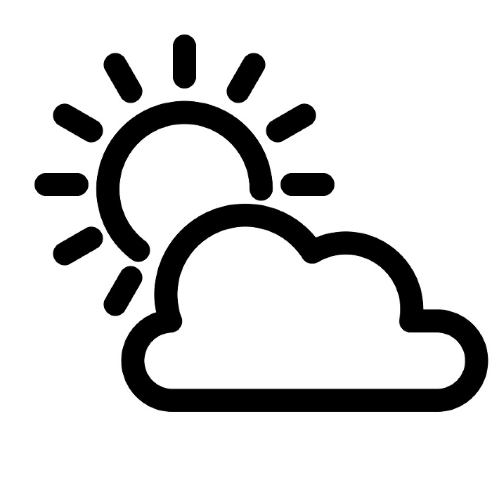 Line style icons representing weather, sun, clouds, sunny, cloudy