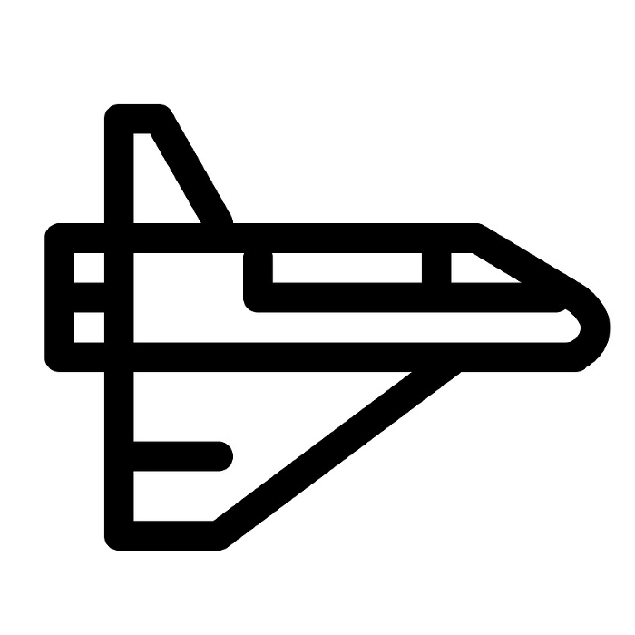 Line style icons representing space, space shuttle