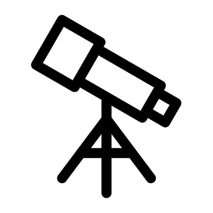 Line style icons representing space, telescope