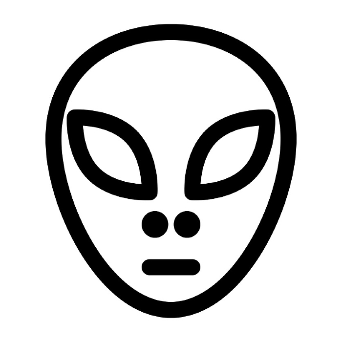 Line style icons representing space, aliens, and aliens
