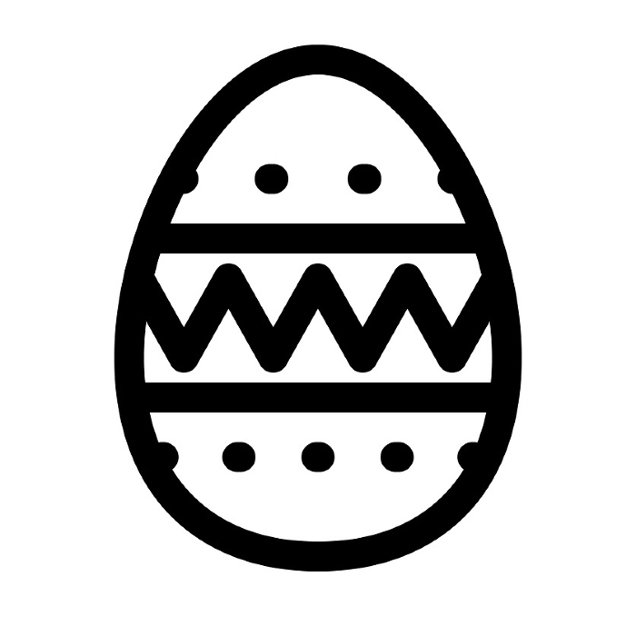 Line style icons representing spring, Easter, and eggs