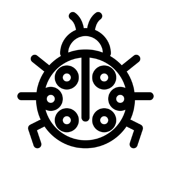 Line style icons representing spring, ladybugs, and insects