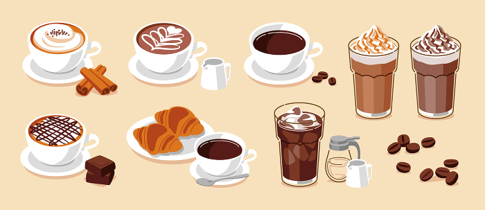Illustration set of cafe menu