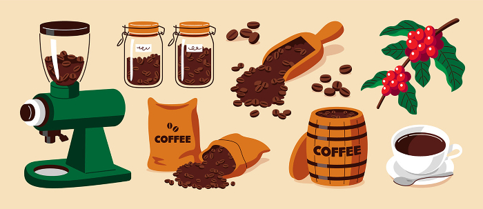 Coffee Bean Illustration Set