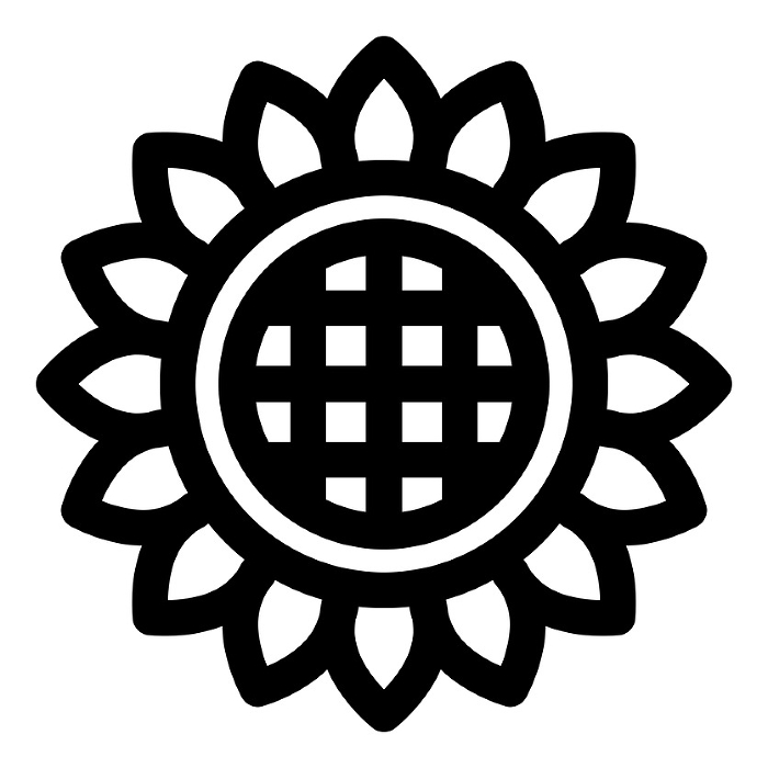 Line style icons representing summer, sunflowers, plants and flowers
