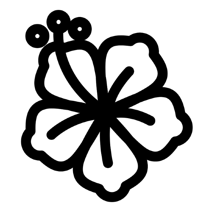 Line style icons representing summer, hibiscus, plants and flowers