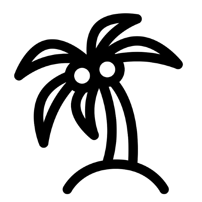 Line style icons representing summer, palms, palm trees, and plants