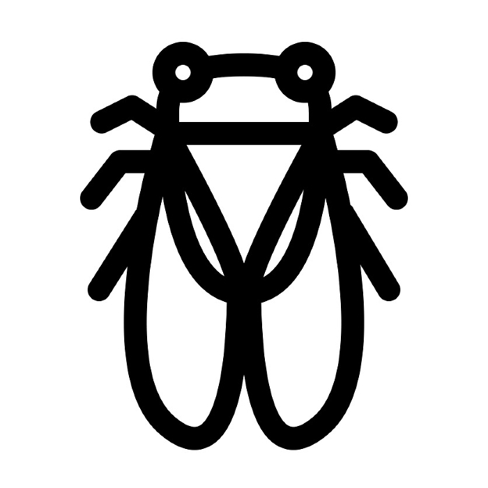 Line style icons representing summer, cicadas, and insects