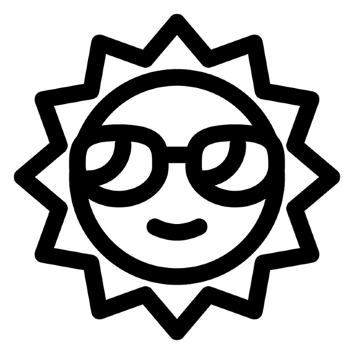 Line style icons representing summer, sun and sunglasses
