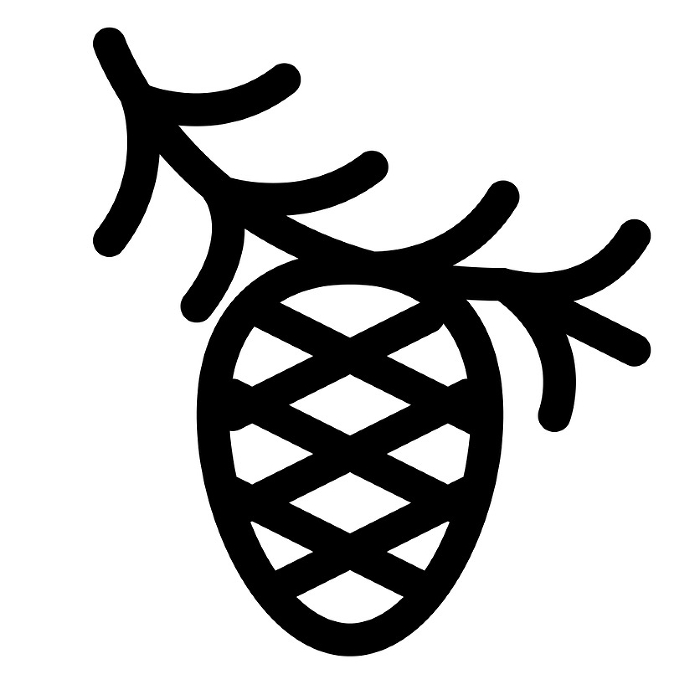 Line style icons representing autumn, pinecones, and pine cones