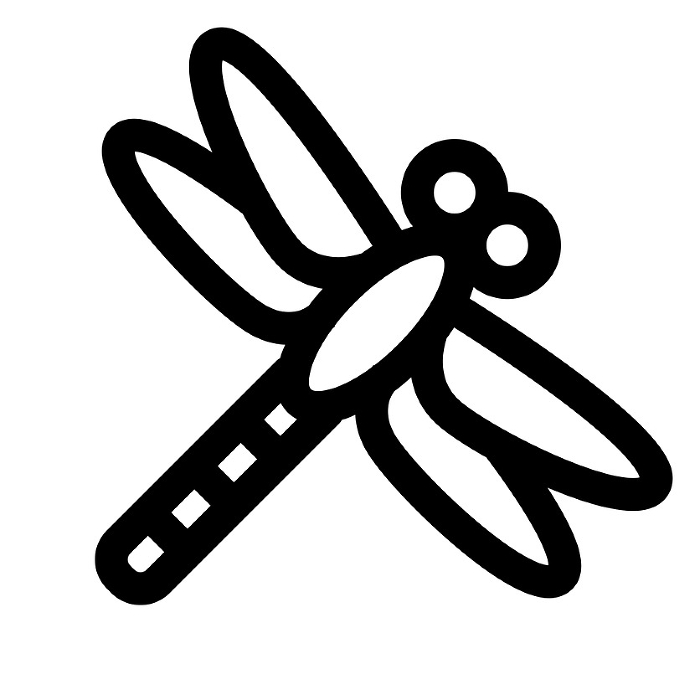 Line style icons representing fall, dragonflies, and insects