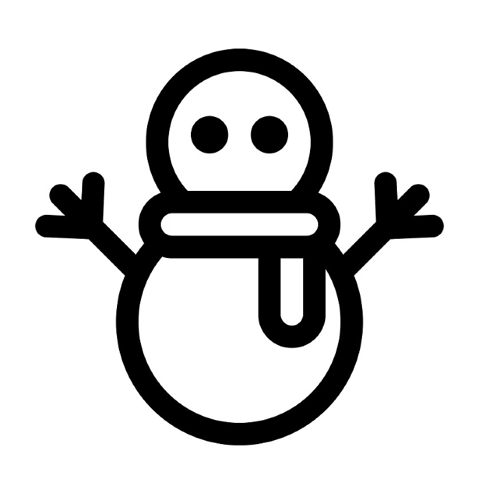 Line style icons representing winter, snowmen, and snow