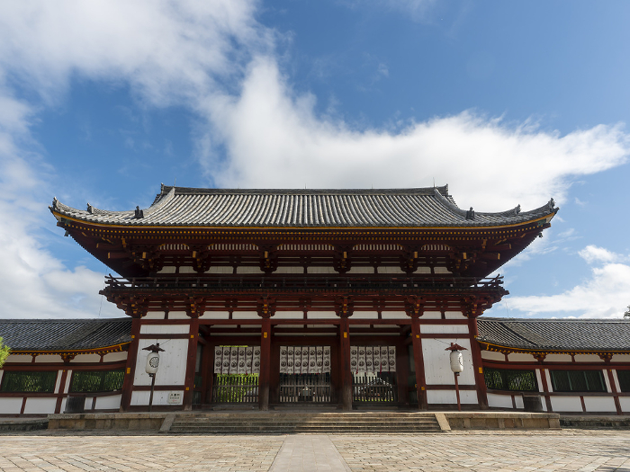 Scenery of the central gate of Todaiji Temple with blue sky